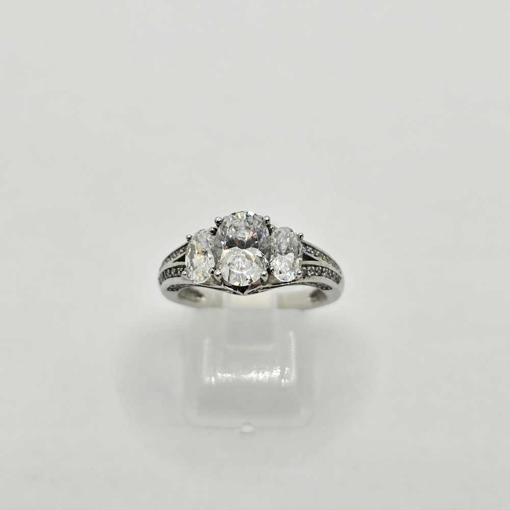 Sparkling Diamonique Epiphany Sterling Silver With Platinum Overlay Sz 7! - Picture 11 of 12